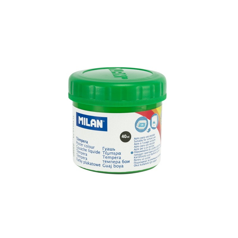 Bouteille Milan Tempera - 40ml - Séchage Rapide - Miscible - Couleur Vert Clair