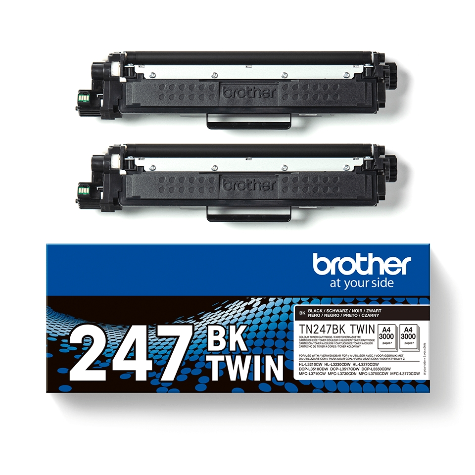 ✓ Brother TN247 Noir Lot de 2 cartouches de toner authentiques -  TN247BKTWIN couleur Noir en stock - 123CONSOMMABLES
