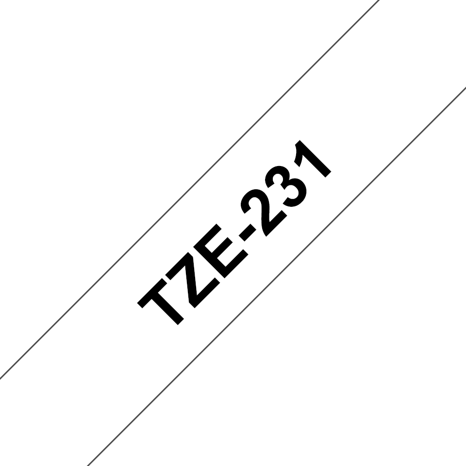 Ruban compatible Brother TZe-231 - Texte noir sur fond blanc - Largeur 12 mm x 8 mètres