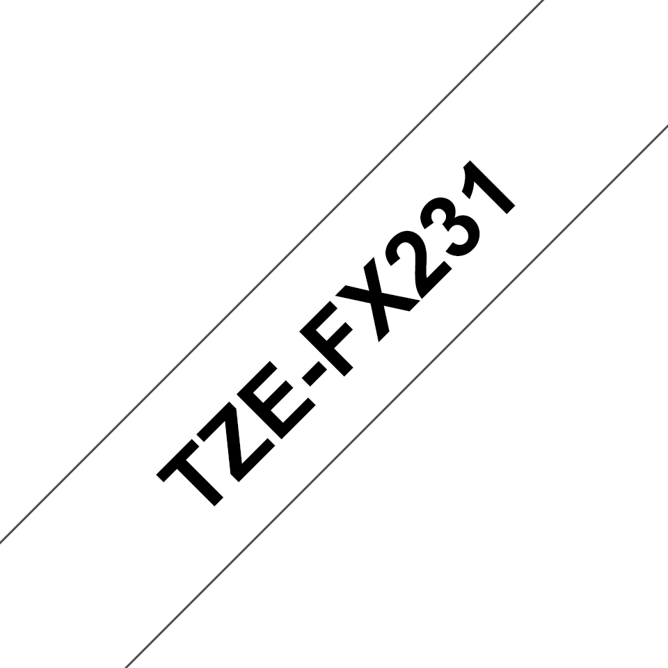 Brother TZe-FX231 Original Ruban d'étiquettes plastifiées flexibles - Texte noir sur fond blanc - Largeur 12 mm x 8 mètres