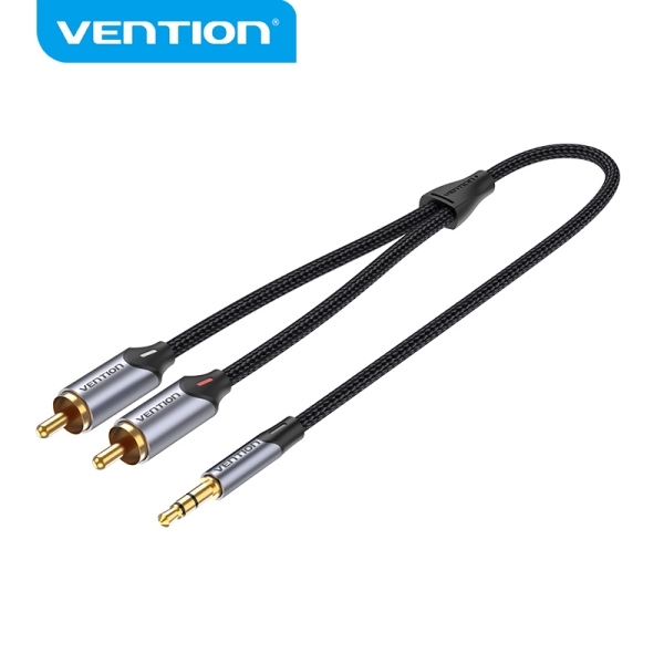 Câble Audio Vention RCA vers 3,5 mm - Son Hi-Fi - Suppression du bruit - Conducteur en Cuivre 29AWG - Souple et Résistant - Couleur Gris