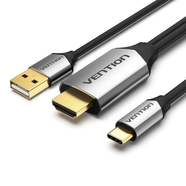 Câble convertisseur Vention CGTBF HDMI 2.0 4K - USB Type-C vers HDMI - Alimentation USB - Résolution 4K 60 Hz - Couleur noire