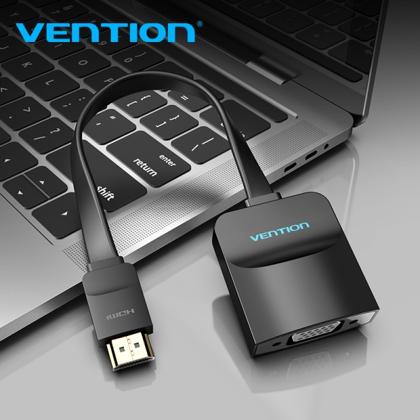 Câble convertisseur Vention HDMI mâle vers VGA femelle avec prise jack 3,5 mm - 0,15 m - Couleur noire