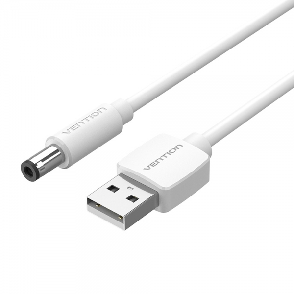 Câble d'alimentation Vention USB-A mâle vers DC 5,5 mm mâle - 1 m - Couleur blanche