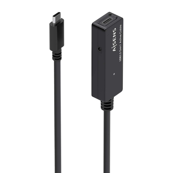 Câble d'extension Aisens USB 3.2 Gen1x1 avec amplificateur - USB-C/M-USB-C/H - 10m - Couleur Noir