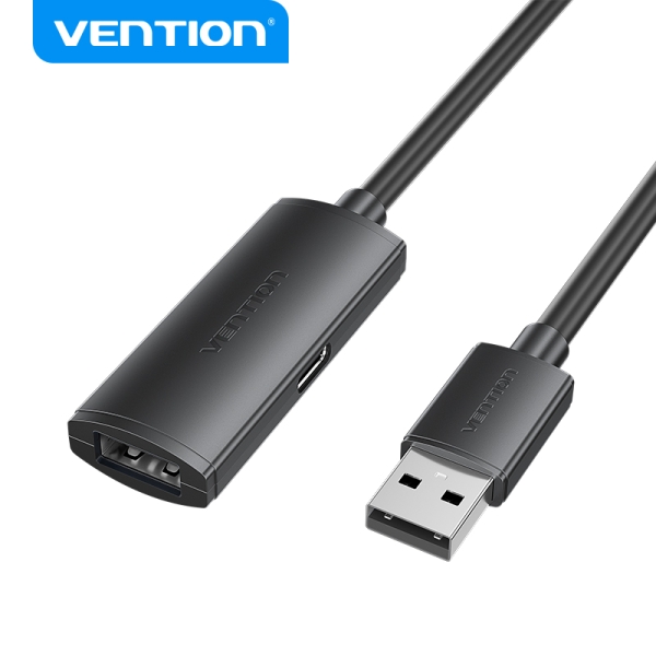 Câble d'extension USB 2.0 actif Vention - Transfert 480 Mbps - Connexion stable - Couleur noire