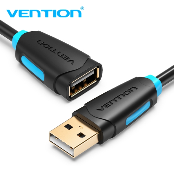 Câble d'extension USB 2.0 Vention - Contacts dorés - Transmission 0,48 Gbit/s - Isolation PVC - Couleur noire