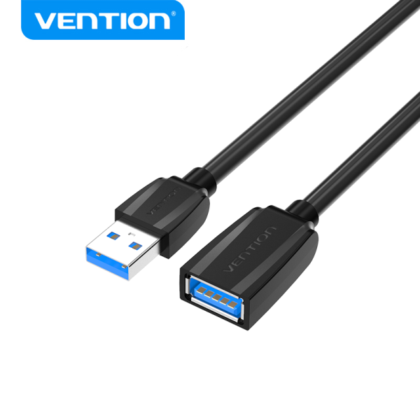 Câble d'extension USB 3.0 Vention - Transmission 5 Gbps - Connecteurs Plaqués Or - Triple Blindage Anti-interférence - Couleur Noir