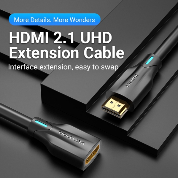 Câble d'extension Vention HDMI 2.1 8K HDMI mâle vers HDMI femelle - 1 m - Couleur noire