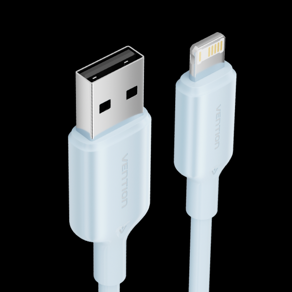 Câble Lightning USB 2.0 Vention - Connecteur Nickel Argent - Transmission 480Mbps - Couleur Bleu