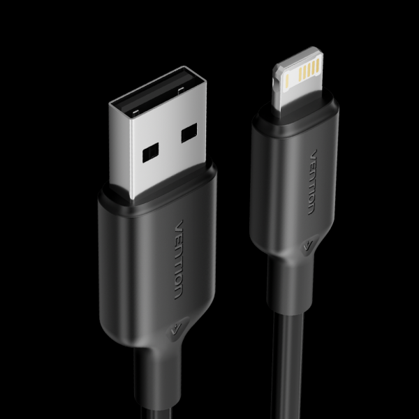 Câble Lightning USB 2.0 Vention - Nickel électrolytique - Transmission 480Mbps - Sortie 2,4A - Couleur noire