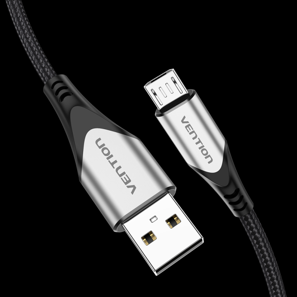 Câble micro USB réversible Vention - Charge rapide 3A - Transmission 480Mbps - Durabilité améliorée - Protection de la batterie - Couleur grise