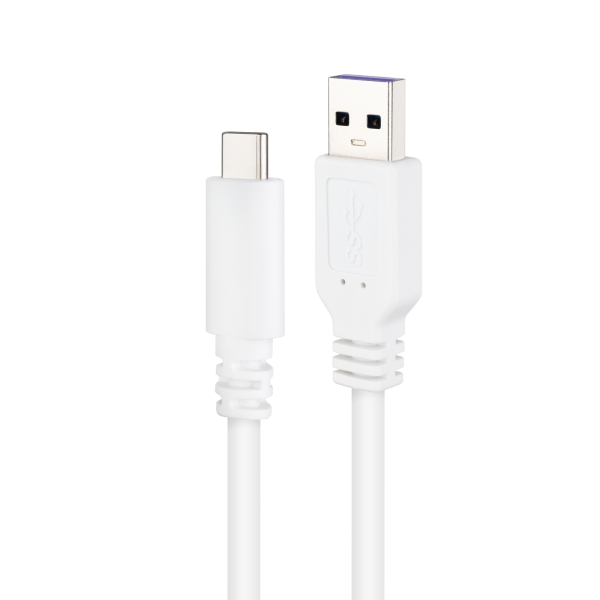 Câble Nanocable 2.0 3A USB-C Mâle vers USB-A Mâle - Longueur 0,50m - Couleur Blanc