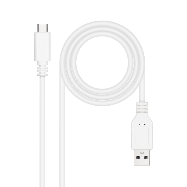 Câble Nanocable 2.0 3A USB-C Mâle vers USB-A Mâle - Longueur 1,50m - Couleur Blanc