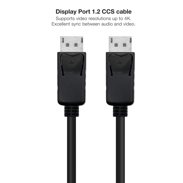 Câble Nanocable Displayport 1.2 CCS DP/M-DP/M - Longueur 1,5 m - Prend en charge les résolutions vidéo jusqu'à 4K - Couleur Noir