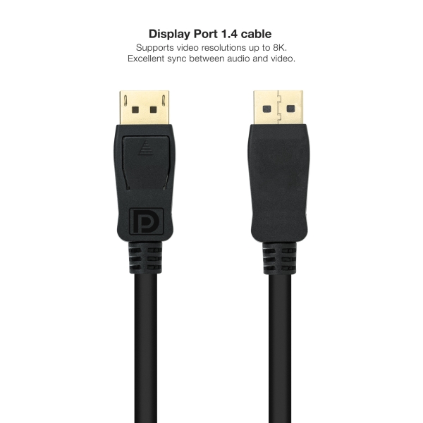 Câble Nanocable Displayport 1.4 DP/M-DP/M - Longueur 0,5 m - Prend en charge les résolutions vidéo jusqu'à 8K - Couleur Noir