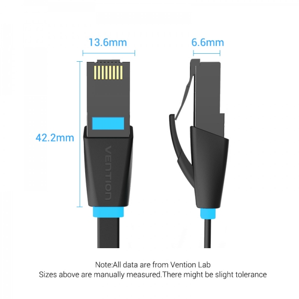 Câble réseau plat UTP RJ45 Cat.6A Vention - 8 m - Couleur noire