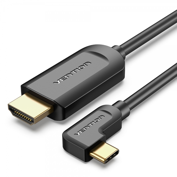 Câble USB-C Mâle vers HDMI 2.0 Mâle à Angle Droit Vention - 1,5 m - Noir