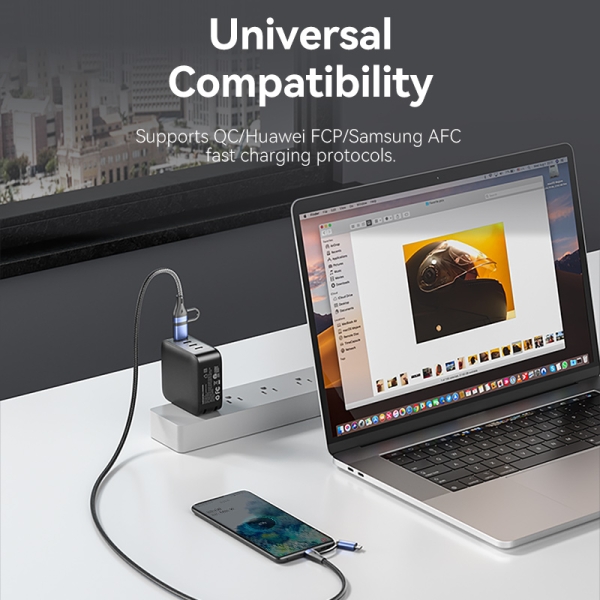 Câble USB-C Vention 4 en 1 - Charge rapide 100 W - Transfert 480 Mbps - Puce E-Marker - Construction tressée durable - Couleur noire