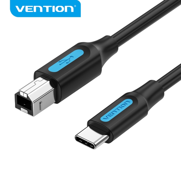 Câble Vention CQUBF USB 2.0 Type C vers Type B - Transfert 480 Mbps - 2A - Noir