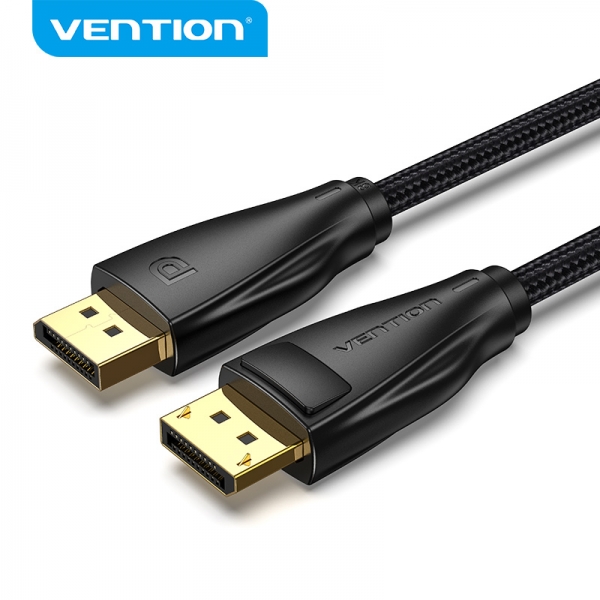 Câble Vention DisplayPort 1.4 8K DP vers DP Coton Tressé - 2m - Couleur Noir