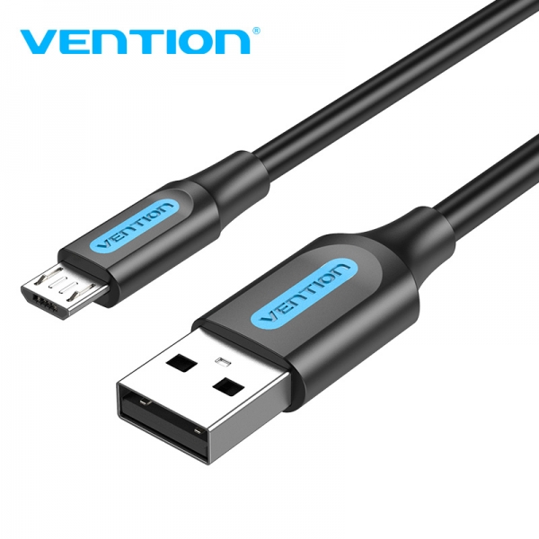 Câble Vention USB 2.0 Mâle vers MicroUSB Mâle - 0,25 m - 3A 60W 480Mbps - Couleur Noir