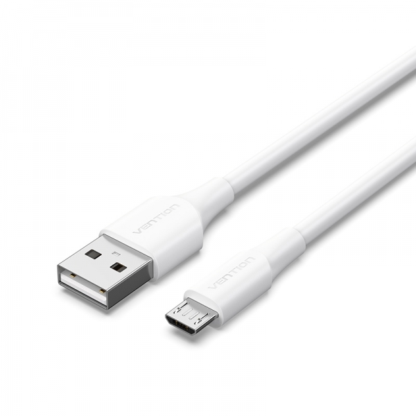 Câble Vention USB 2.0 Mâle vers MicroUSB Mâle - 1,5m - 3A - 60W - 480Mbps - Couleur Blanc