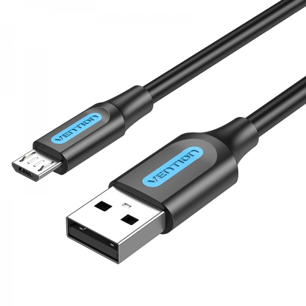 Câble Vention USB 2.0 Mâle vers MicroUSB Mâle - 1m - 3A 60W 480Mbps - Noir