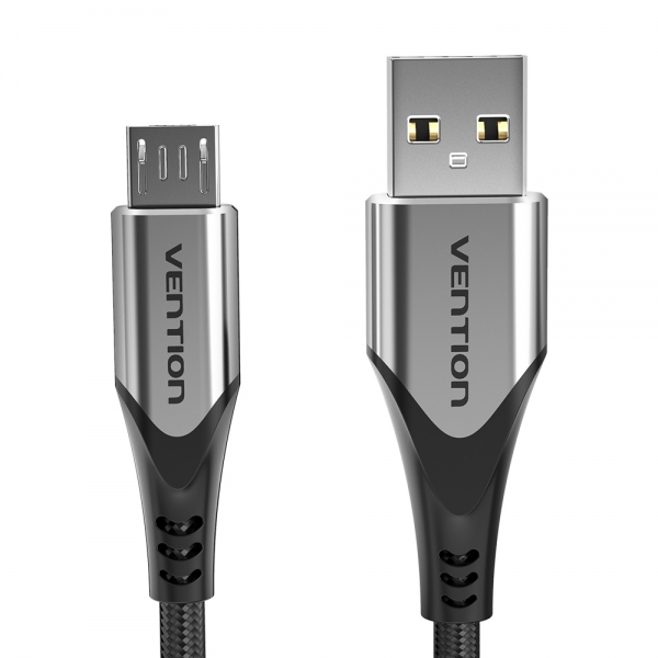 Câble Vention USB 2.0 Mâle vers MicroUSB Mâle 60W 480Mbps - 0.25m - Couleur Gris