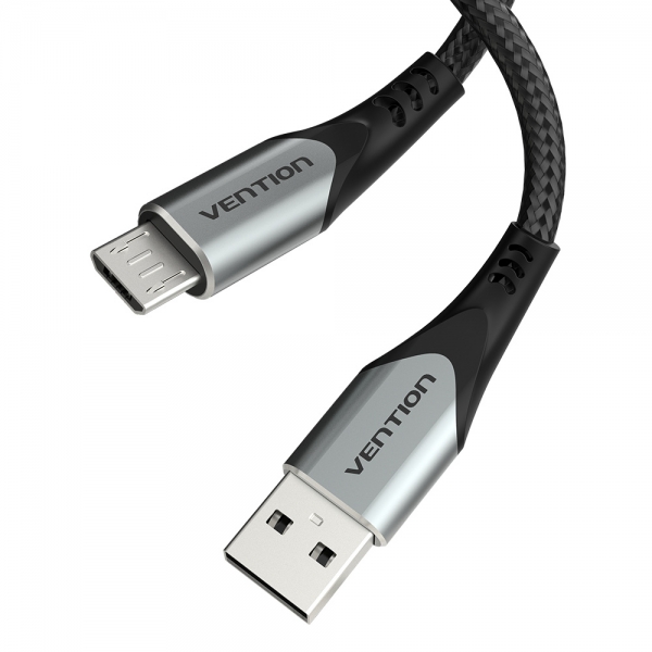 Câble Vention USB 2.0 Mâle vers MicroUSB Mâle 60W 480Mbps - 0.25m - Couleur Gris