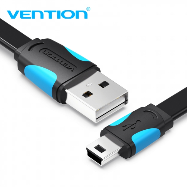 Câble Vention USB 2.0 Mâle vers Mini USB Mâle - 1m - Couleur Bleu et Noir