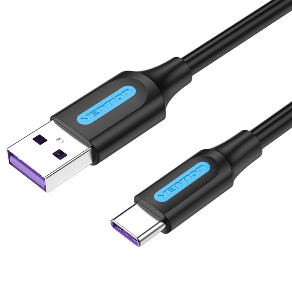 Câble Vention USB 2.0 Mâle vers USB-C Mâle - 0,5m - 5A 100W 480Mbps - Couleur Noir