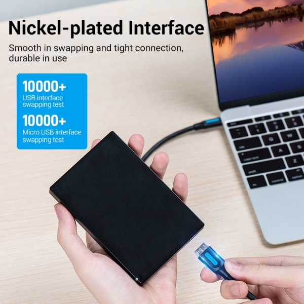 Câble Vention USB 3.0 C-Micro-B - Transmission 5Gbps - Conducteur en Cuivre Étain - Boîtier PVC - Couleur Noir