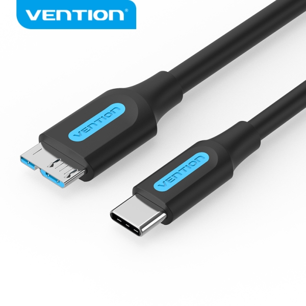 Câble Vention USB 3.0 C-Micro-B - Transmission 5Gbps - Conducteur en Cuivre Étain - Boîtier PVC - Couleur Noir