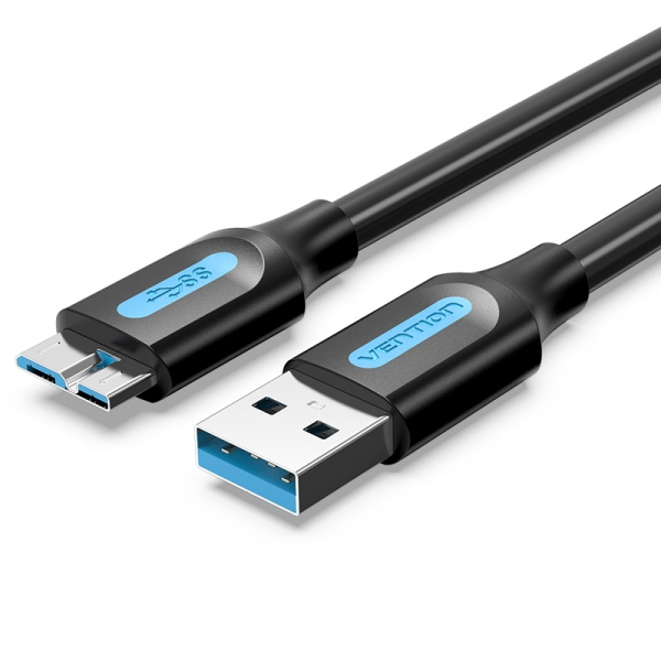 Câble Vention USB 3.0 Mâle vers MicroUSB Mâle - 0,25 m - Couleur Noir