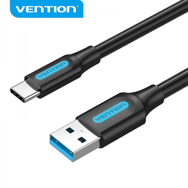 Câble Vention USB-A 3.0 Mâle vers USB-C Mâle - 1m - 3A 60W 5Gbps - Couleur Noir