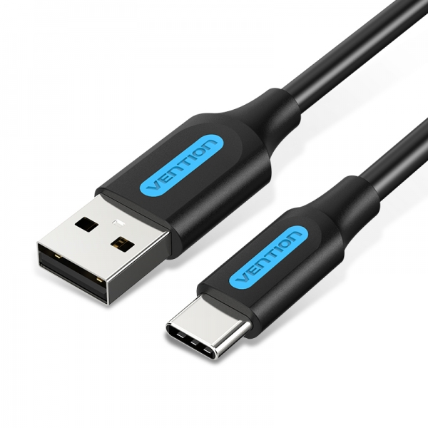 Câble Vention USB-A Mâle vers USB-C Mâle 3A 60W 480Mbps - 0.25m - Couleur Noir