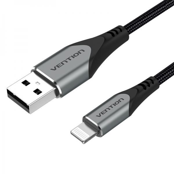 Câble Vention USB-A vers Lightning - 0,5m - 2,4A - 15W - 480Mbps - MFI - Couleur Gris