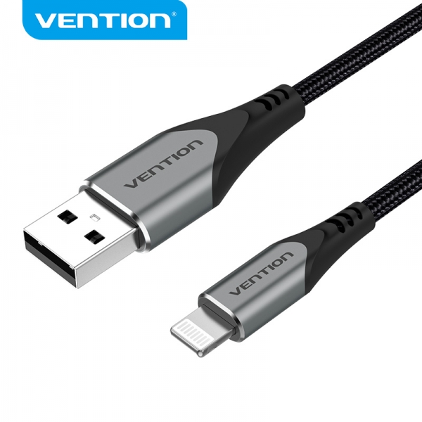 Câble Vention USB-A vers Lightning - 0,5m - 2,4A - 15W - 480Mbps - MFI - Couleur Gris