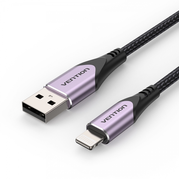 Câble Vention USB-A vers Lightning - 2,4A - 15W - 480Mbps - MFI - 1m - Violet