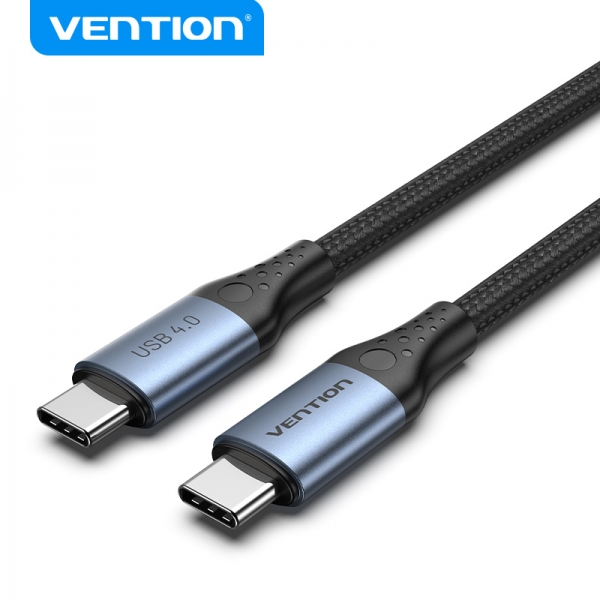 Câble Vention USB-C 4.0 Mâle vers USB-C Mâle - 1 m - Gris