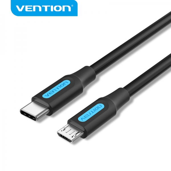 Câble Vention USB-C Mâle vers MicroUSB Mâle - 0,5m - 2A 10W 480Mbps - Couleur Noir