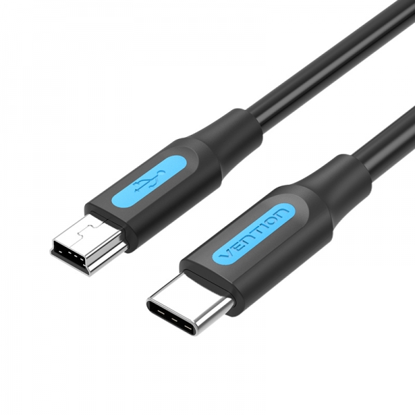 Câble Vention USB-C Mâle vers MiniUSB Mâle - 0,5 m - Couleur Noir