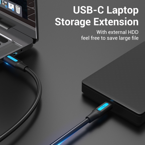 Câble Vention USB-C Mâle vers MiniUSB Mâle - 1,5 m - Couleur Noir