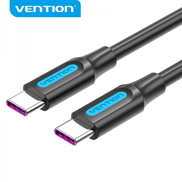 Câble Vention USB-C Mâle vers USB-C Mâle - 0,5 m - 5A PD100W - Couleur Noir