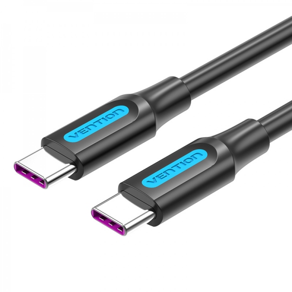 Câble Vention USB-C Mâle vers USB-C Mâle - 0,5 m - 5A PD100W - Couleur Noir