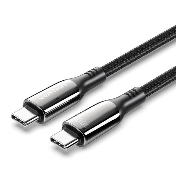 Câble Vention USB-C Mâle vers USB-C Mâle - 1,2 m - 5A - PD100W - Couleur Noir