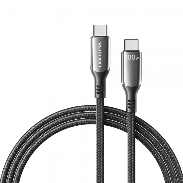 Câble Vention USB-C Mâle vers USB-C Mâle - 1,2 m - 5A - PD100W - Couleur Noir