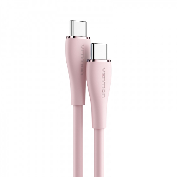 Câble Vention USB-C Mâle vers USB-C Mâle - 1,5 m - 5A 100W 480Mbps - Couleur Silicone Rose