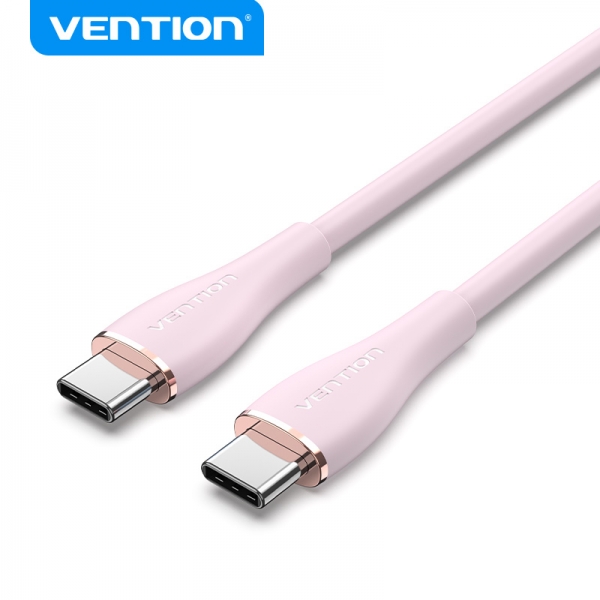 Câble Vention USB-C Mâle vers USB-C Mâle - 1,5 m - 5A 100W 480Mbps - Couleur Silicone Rose